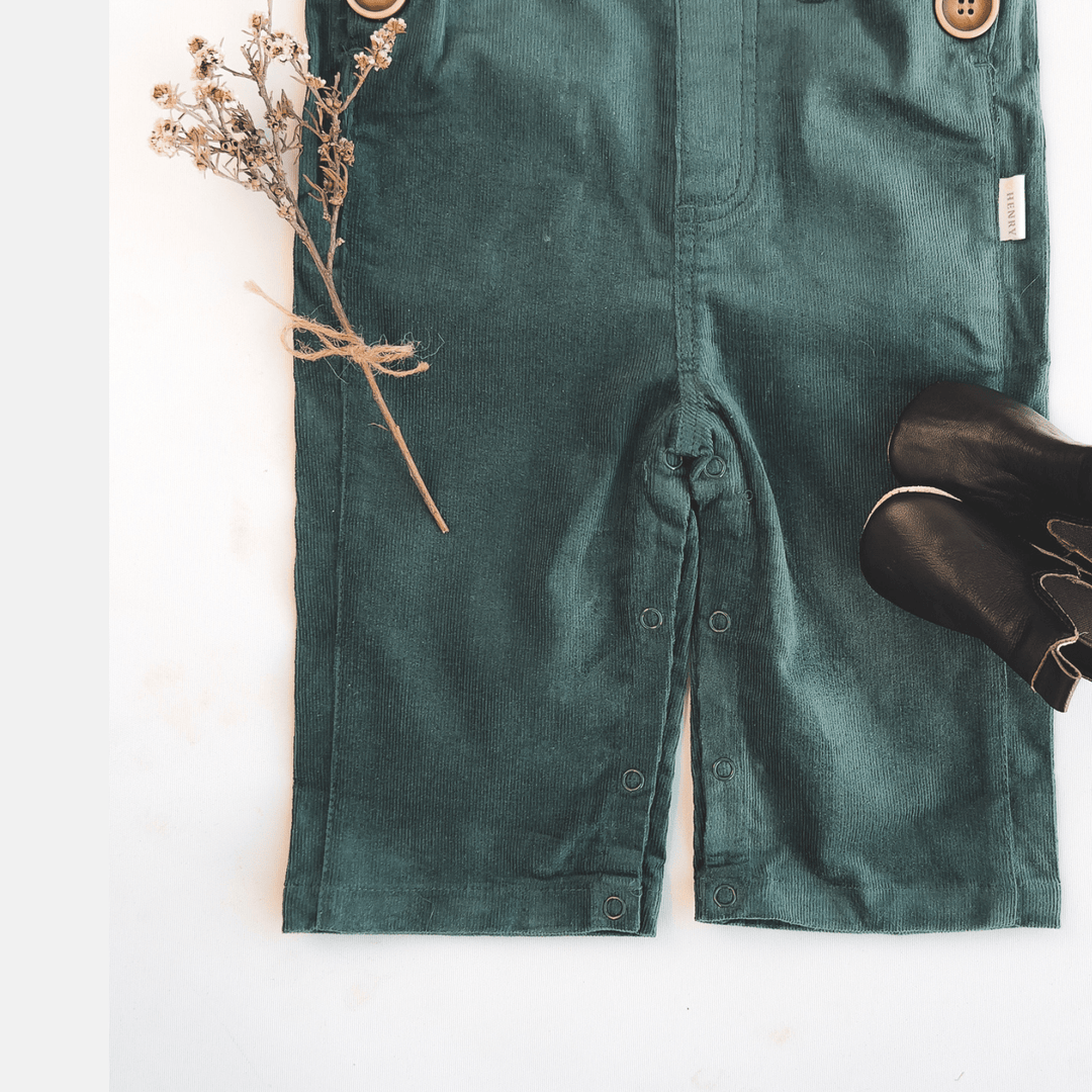 Love Henry Overalls Baby Boys Roy Dungaree - Green Corduroy