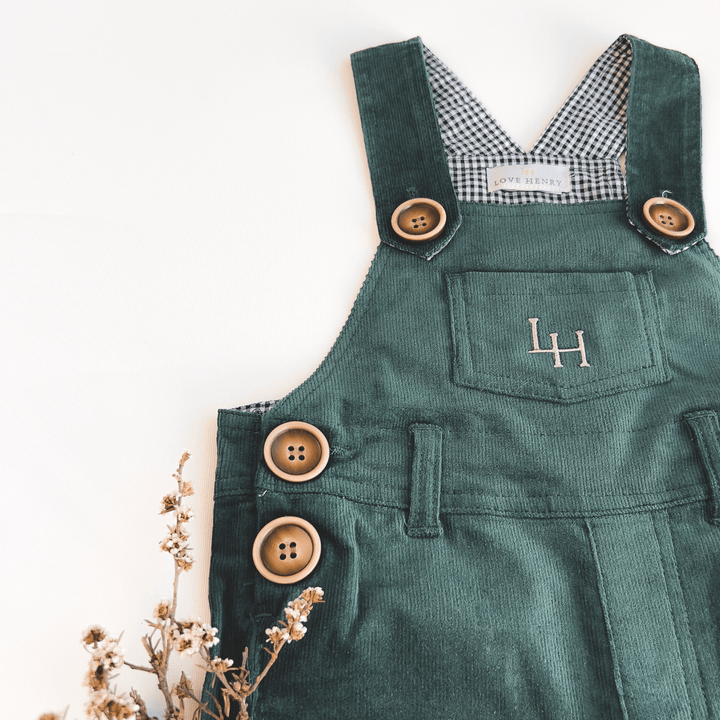 Love Henry Overalls Baby Boys Roy Dungaree - Green Corduroy