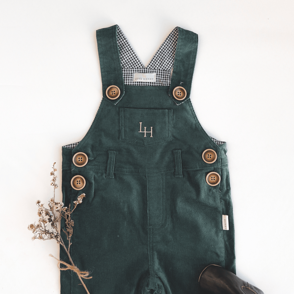Love Henry Overalls Baby Boys Roy Dungaree - Green Corduroy