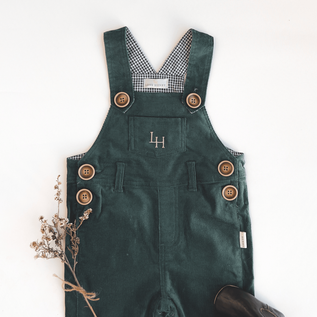 Love Henry Overalls Baby Boys Roy Dungaree - Green Corduroy
