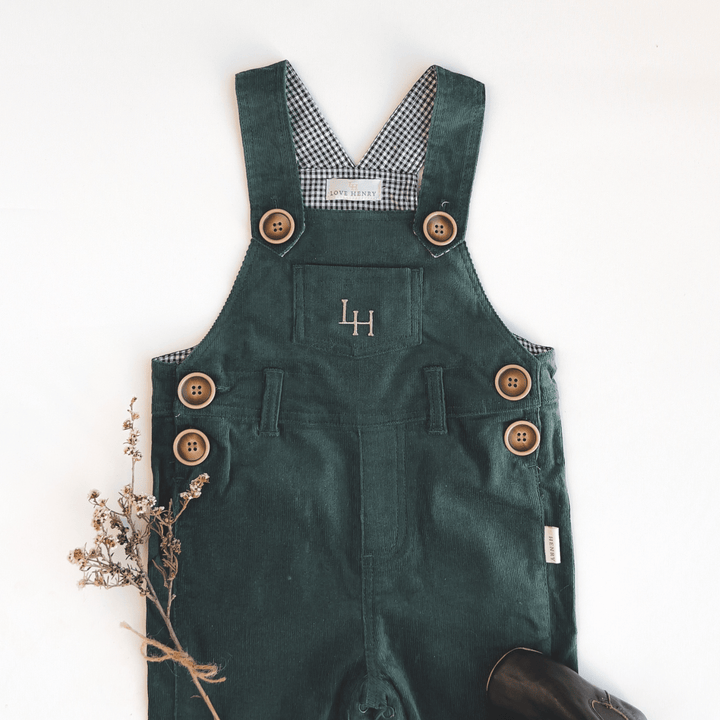 Love Henry Overalls Baby Boys Roy Dungaree - Green Corduroy