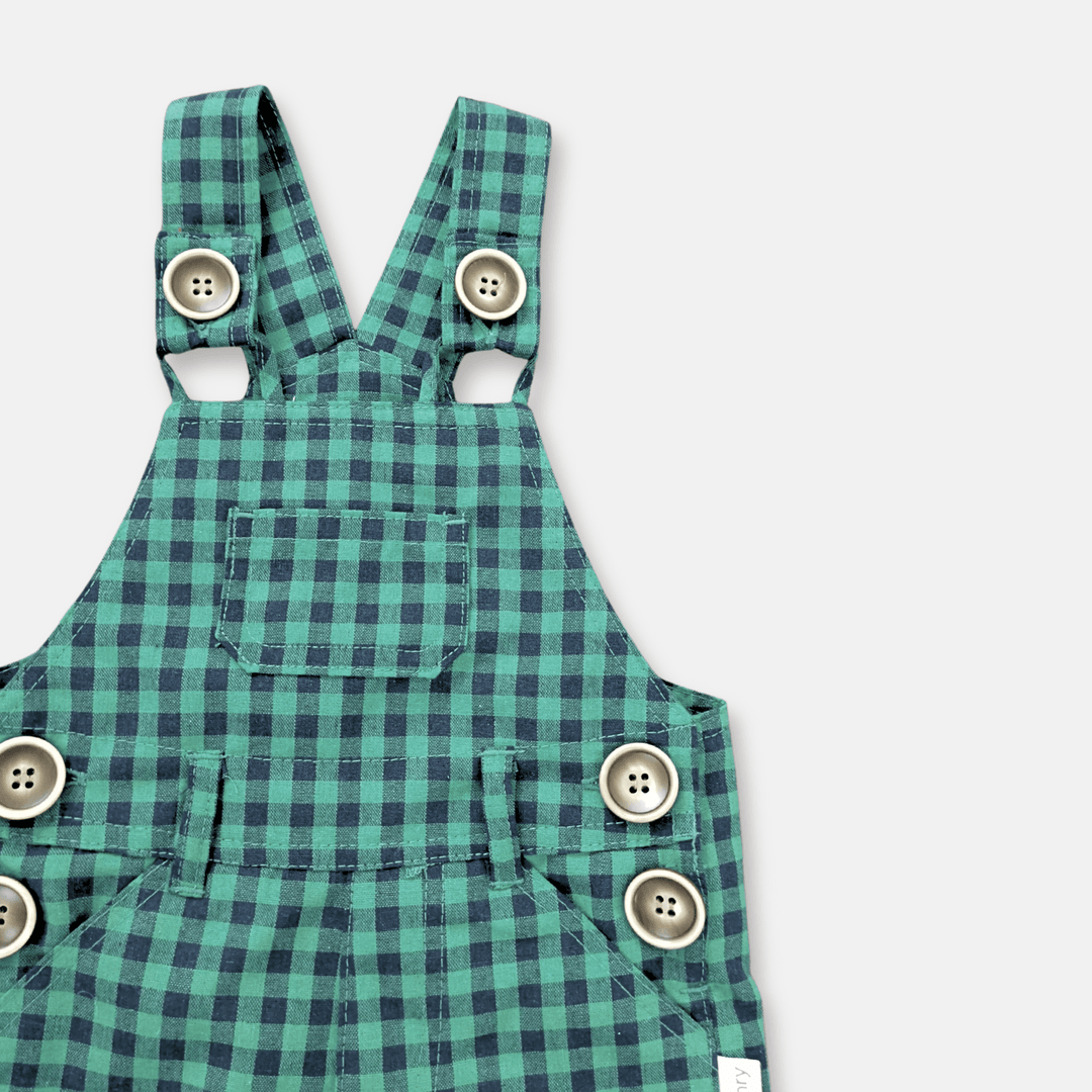 Love Henry Overalls Baby Boys Roy Dungaree - Green Navy Check