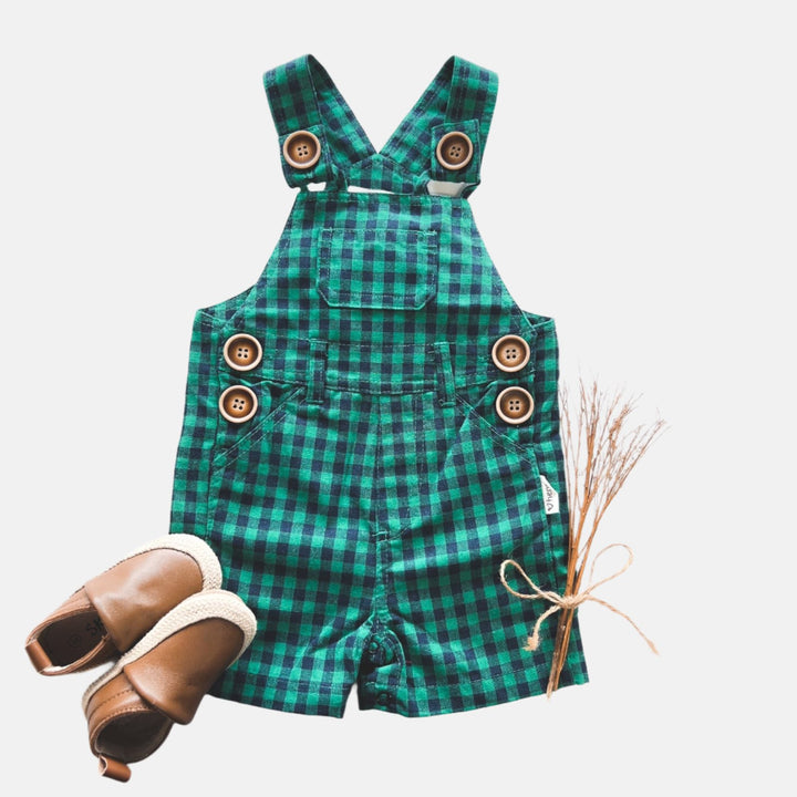 Love Henry Overalls Baby Boys Roy Dungaree - Green Navy Check