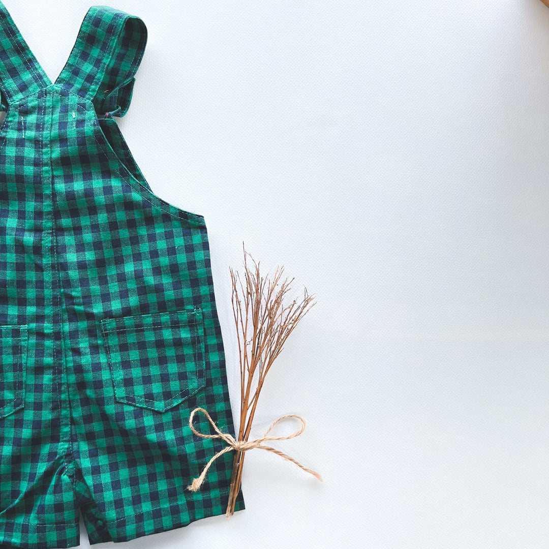 Love Henry Overalls Baby Boys Roy Dungaree - Green Navy Check