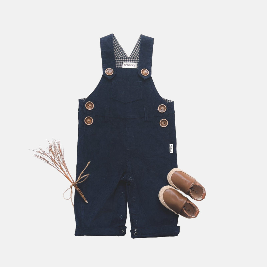 Love Henry Overalls Baby Boys Roy Dungaree - Navy Corduroy