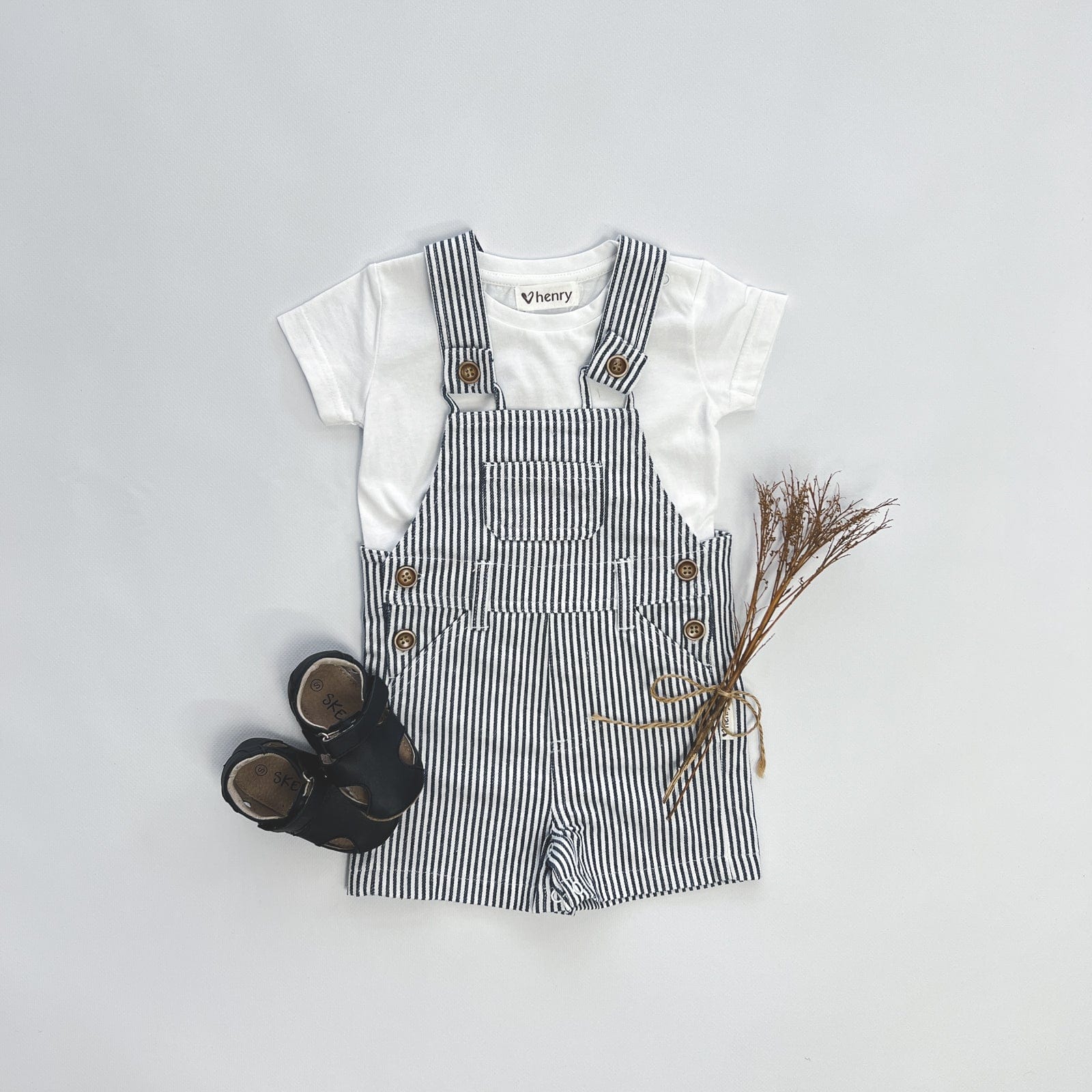 Love Henry Overalls Baby Boys Roy Dungaree - Navy Pinstripe