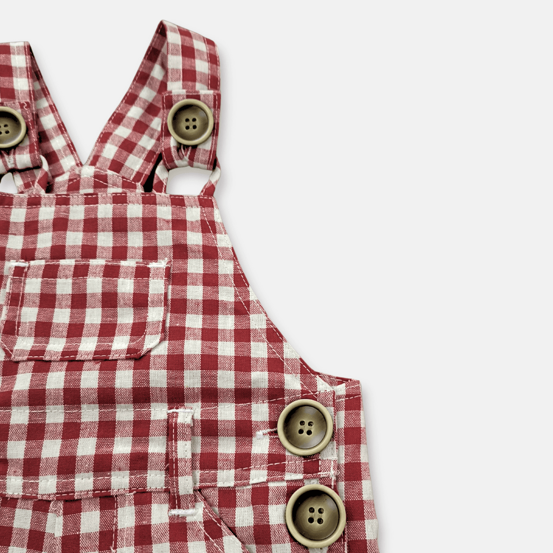 Baby Boys Roy Dungaree Red Check1