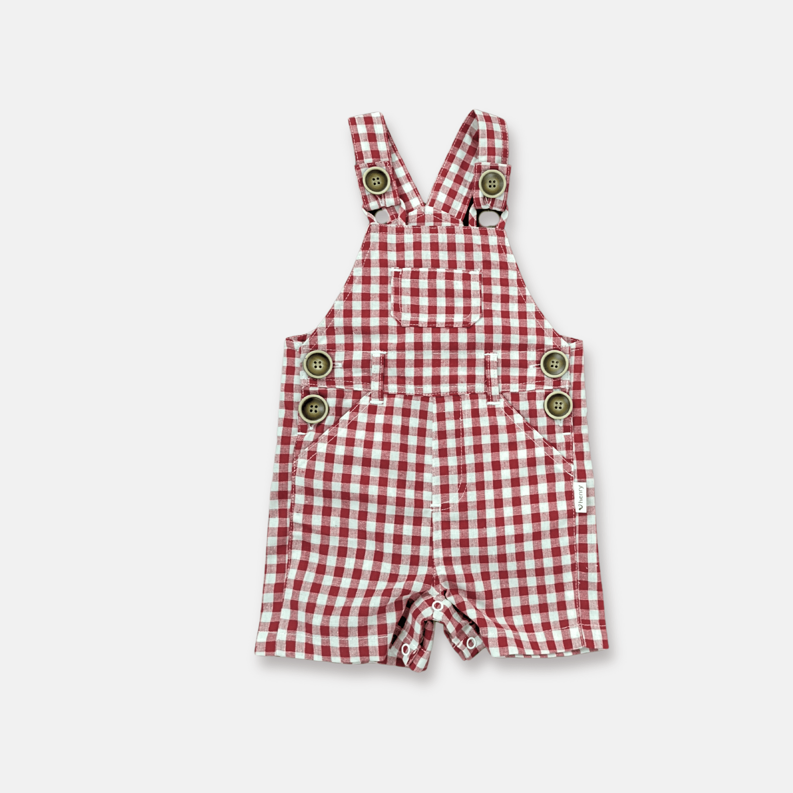 Love Henry Overalls Baby Boys Roy Dungaree - Red Check