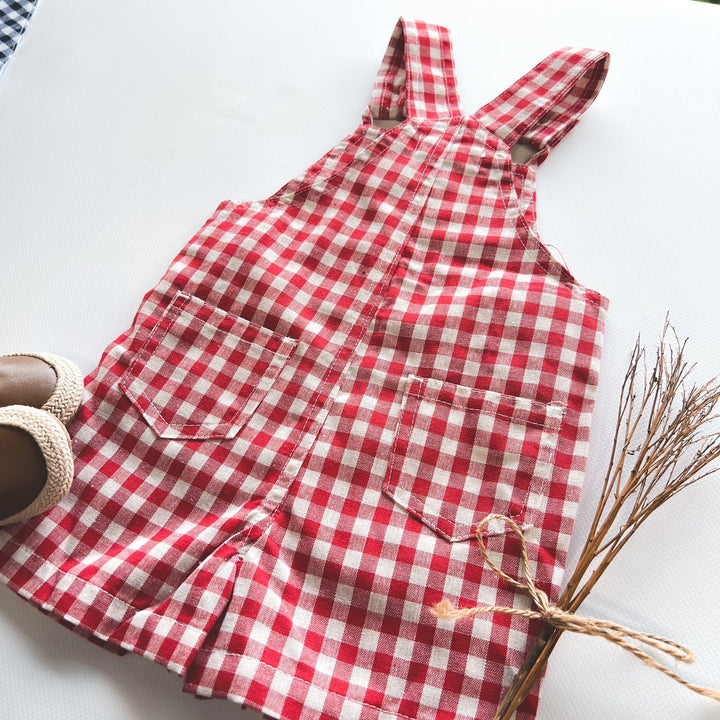 Love Henry Overalls Baby Boys Roy Dungaree - Red Check