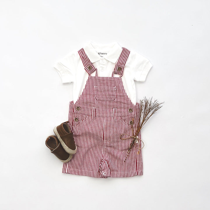 Love Henry Overalls Baby Boys Roy Dungaree - Red Pinstripe