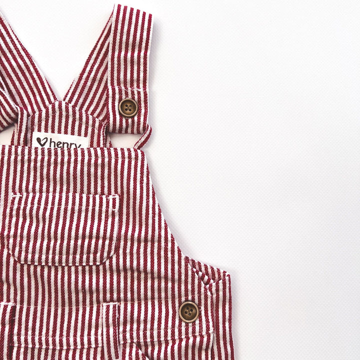 Love Henry Overalls Baby Boys Roy Dungaree - Red Pinstripe