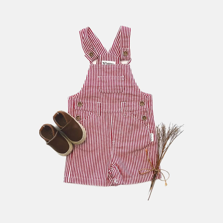 Love Henry Overalls Baby Boys Roy Dungaree - Red Pinstripe