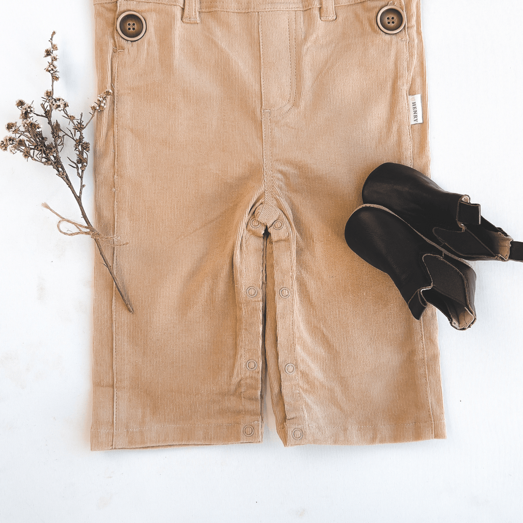 Love Henry Overalls Baby Boys Roy Dungaree - Tan Corduroy