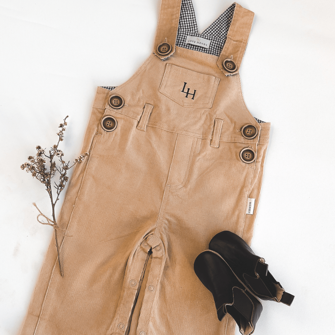 Love Henry Overalls Baby Boys Roy Dungaree - Tan Corduroy
