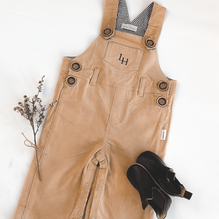 Love Henry Overalls Baby Boys Roy Dungaree - Tan Corduroy