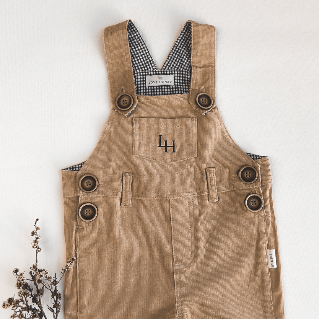 Love Henry Overalls Baby Boys Roy Dungaree - Tan Corduroy