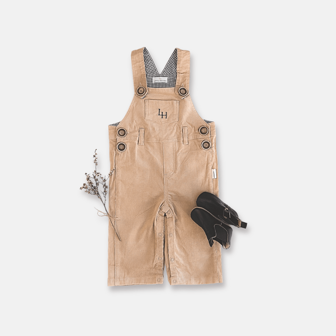 Love Henry Overalls Baby Boys Roy Dungaree - Tan Corduroy
