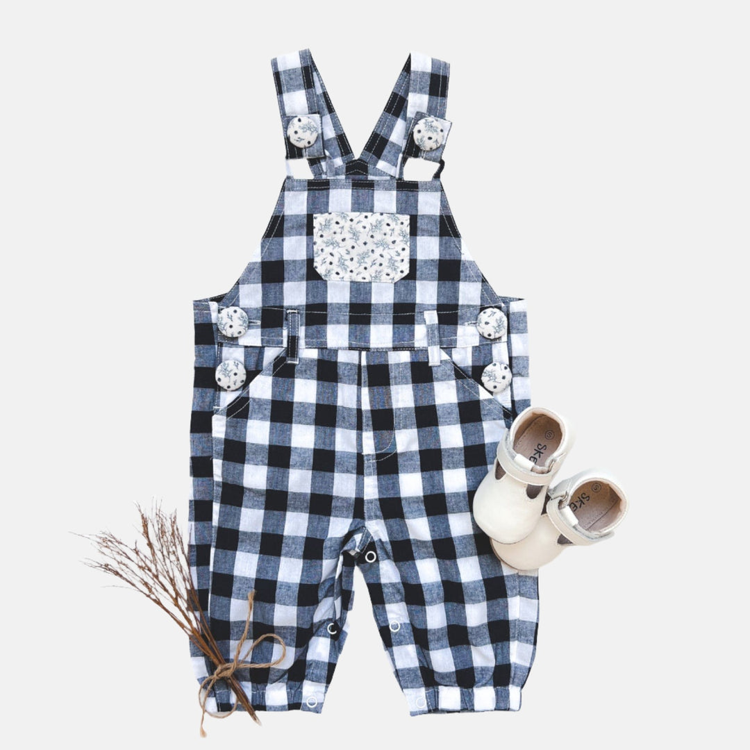 Love Henry Overalls Baby Girls Layla Dungaree - Navy Check