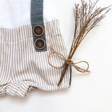 Load image into Gallery viewer, Love Henry Playsuits Baby Boys Digby - Beige Pinstripe
