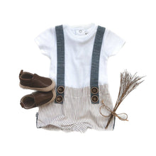 Load image into Gallery viewer, Love Henry Playsuits Baby Boys Digby - Beige Pinstripe
