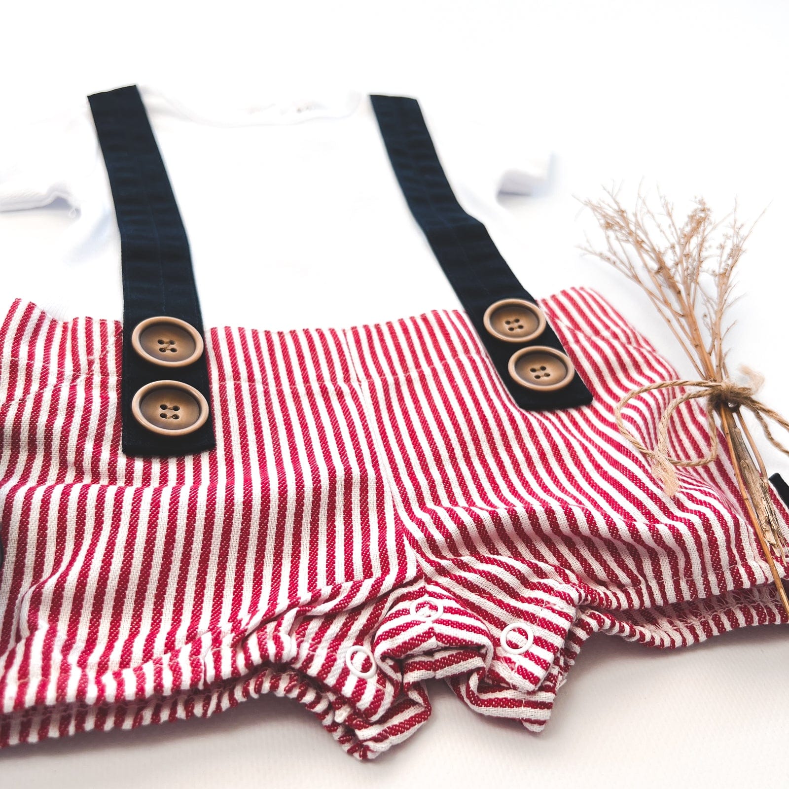 Love Henry Playsuits Baby Boys Digby - Red Pinstripe