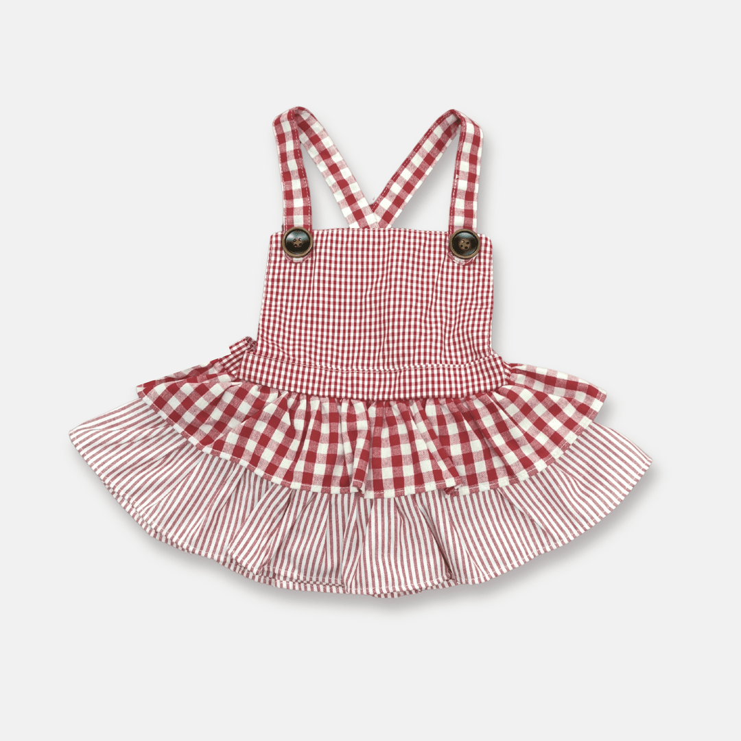 Baby Girls Frilly Playsuit Red Checks