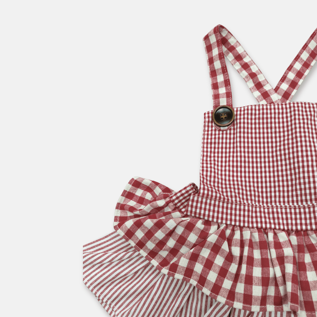 Love Henry Playsuits Baby Girls Frilly Playsuit - Red Checks