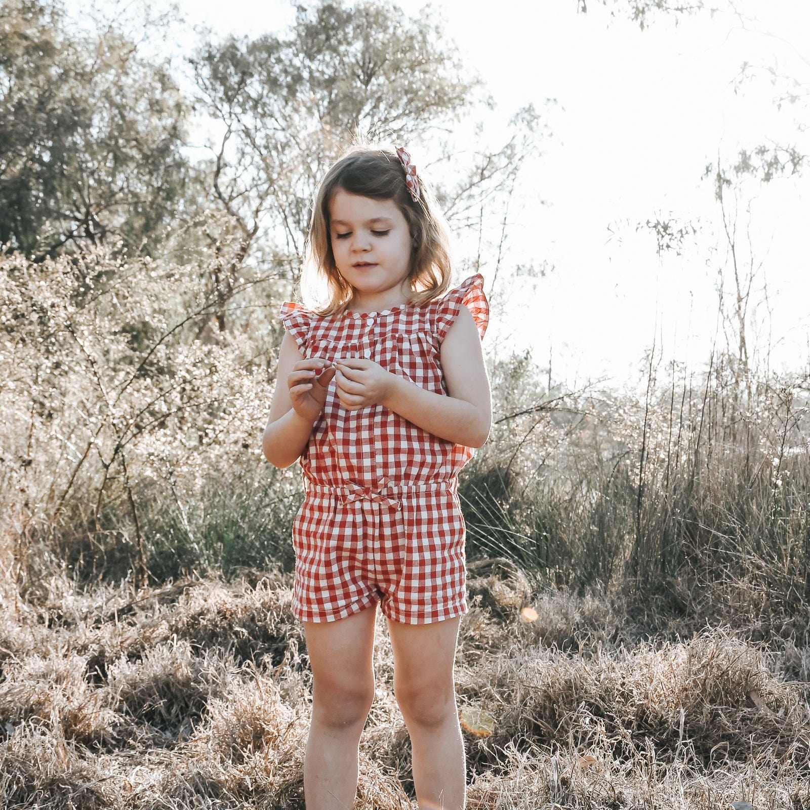 Love Henry Playsuits Girls Chloe Playsuit - Red Check