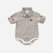 Load image into Gallery viewer, Love Henry Rompers Baby Boys Dress Shirt Romper -  Beige Pinstripe
