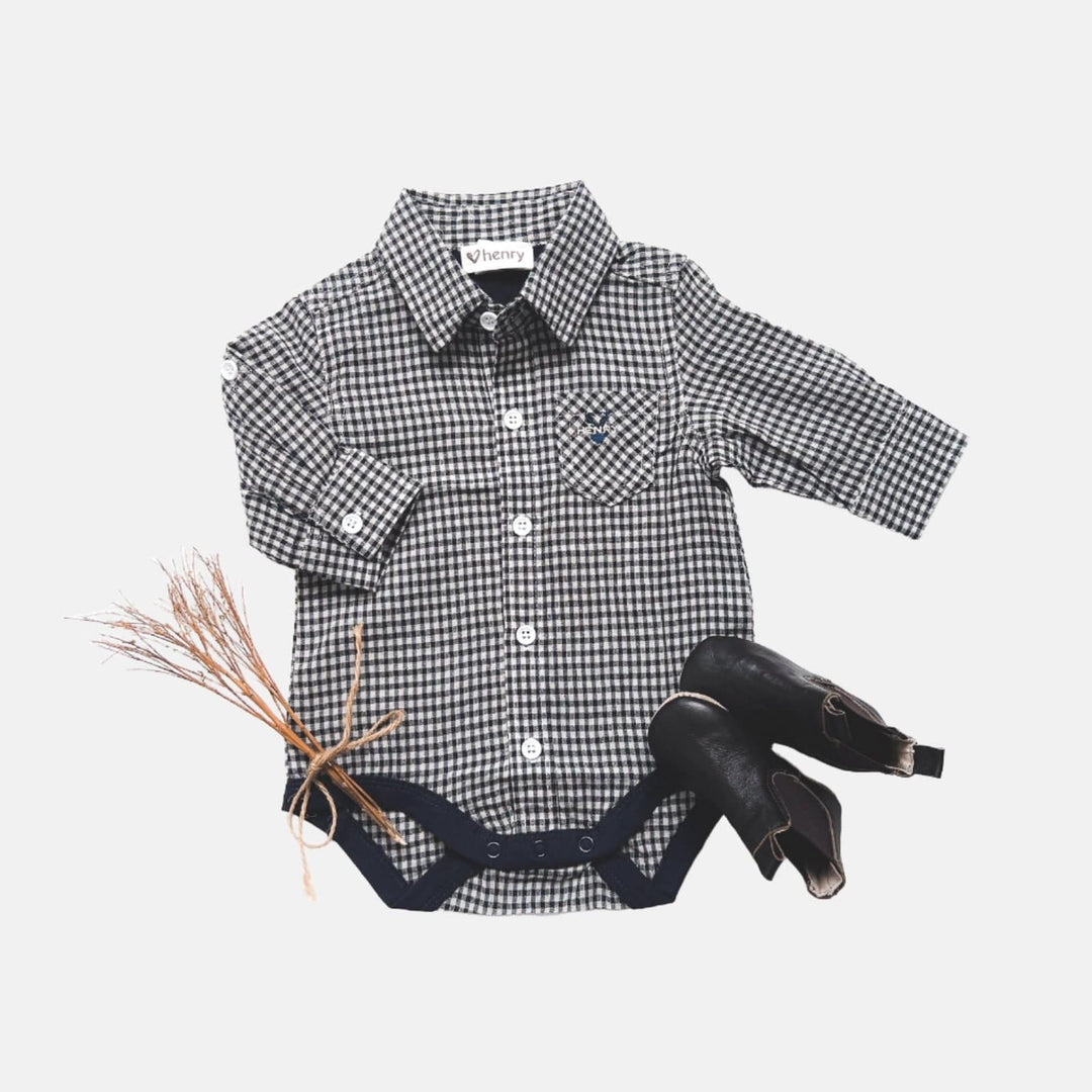 Love Henry Rompers Baby Boys Dress Shirt Romper - Gingham