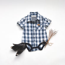 Load image into Gallery viewer, Love Henry Rompers Baby Boys Dress Shirt Romper -  Large Blue Check
