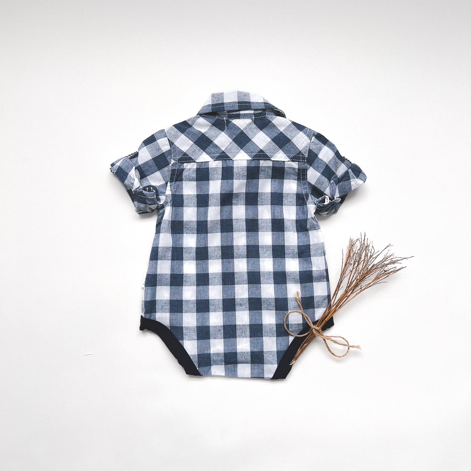 Love Henry Rompers Baby Boys Dress Shirt Romper -  Large Blue Check