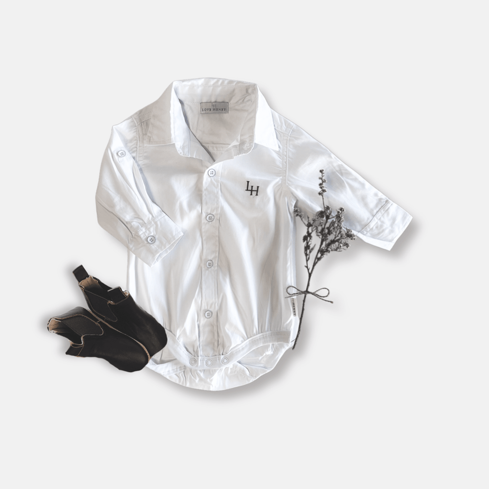 Love Henry Rompers Baby Boys Dress Shirt Romper - White