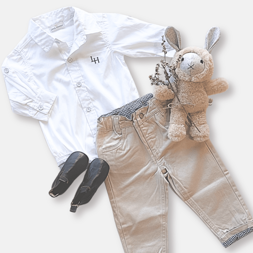 Love Henry Rompers Baby Boys Dress Shirt Romper - White