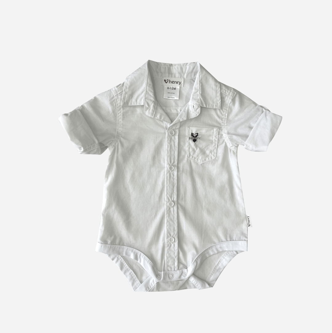 Love Henry Rompers Baby Boys Dress Shirt Romper - White