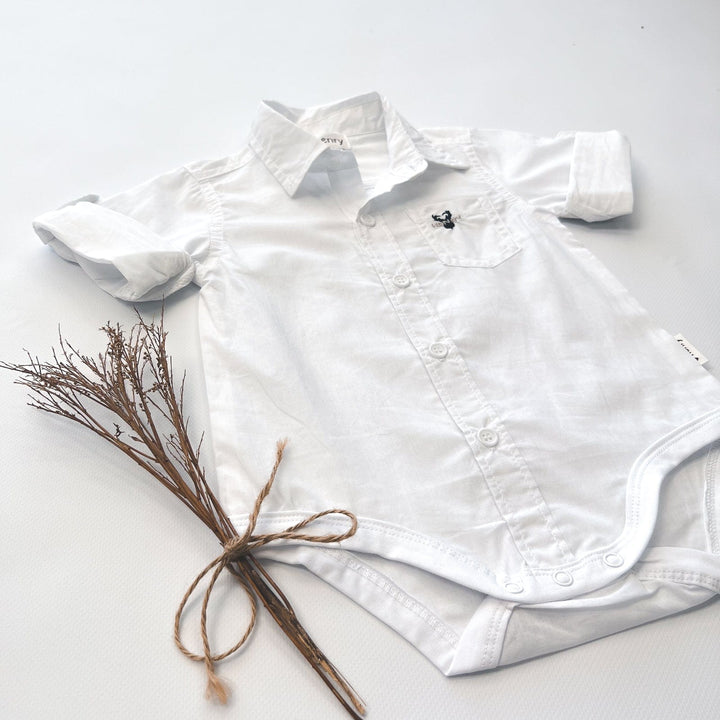 Love Henry Rompers Baby Boys Dress Shirt Romper - White