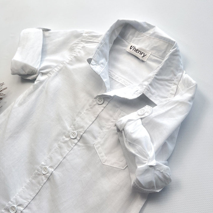 Love Henry Rompers Baby Boys Dress Shirt Romper - White