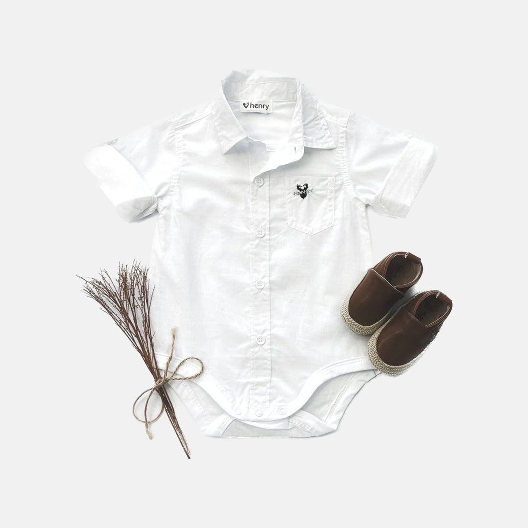 Love Henry Rompers Baby Boys Dress Shirt Romper - White
