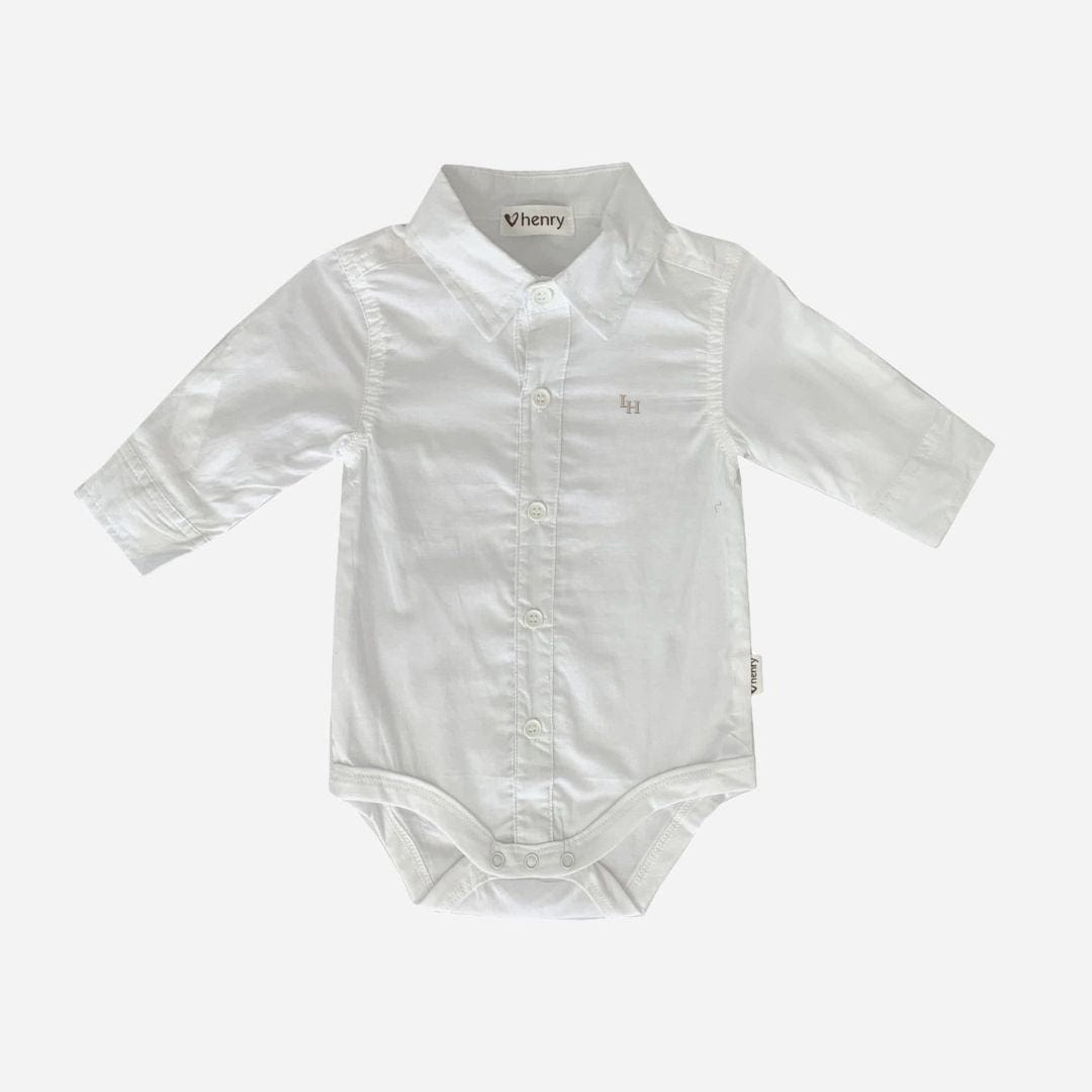 Love Henry Rompers Baby Boys Dress Shirt Romper - White