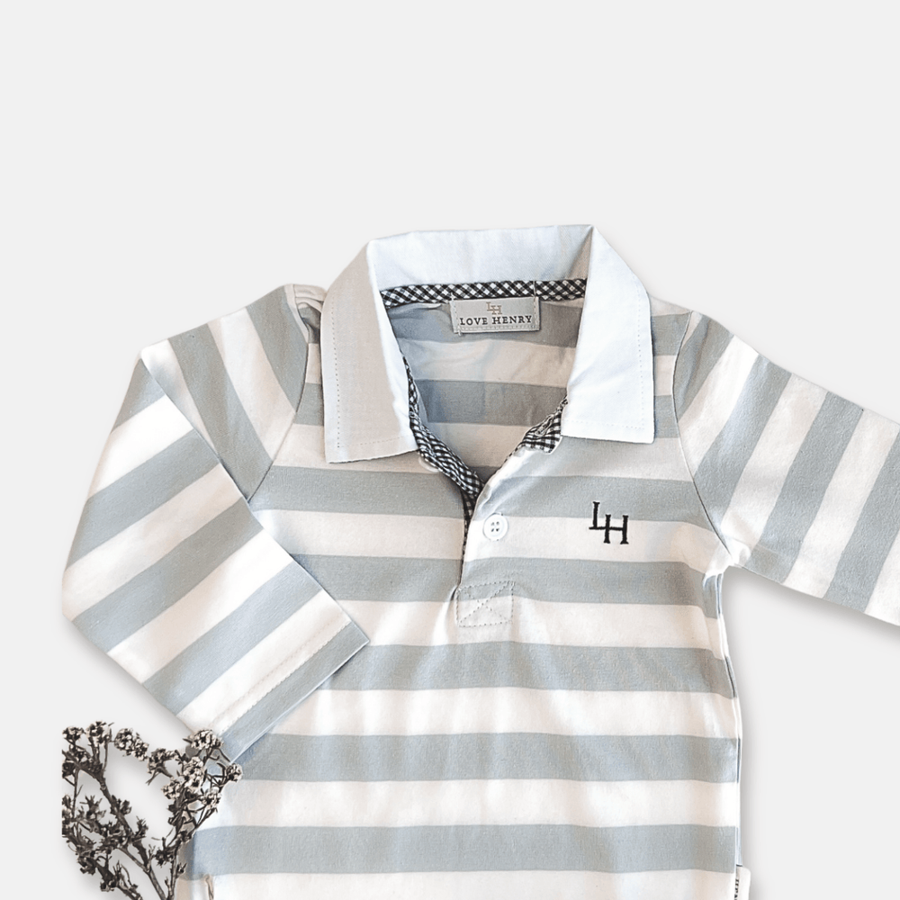 Love Henry Rompers Baby Boys Freddie Polo Romper - Blue Stripe
