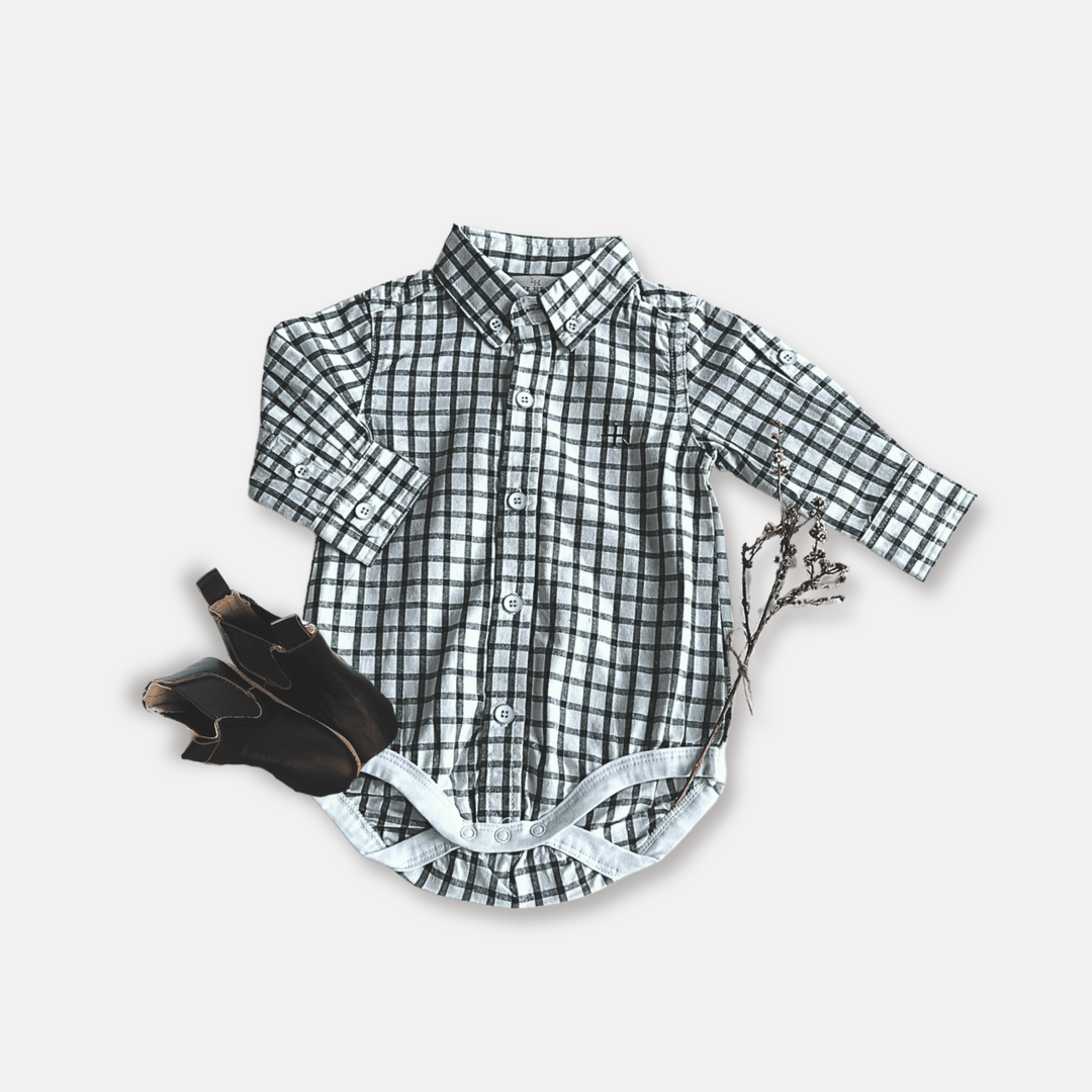 Love Henry Rompers Baby Boys Oxford Shirt Romper - Green Check