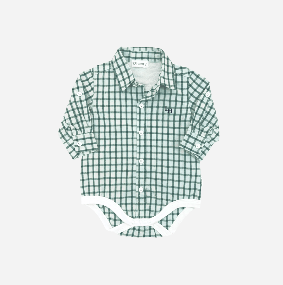 Love Henry Rompers Baby Boys Oxford Shirt Romper - Green Check