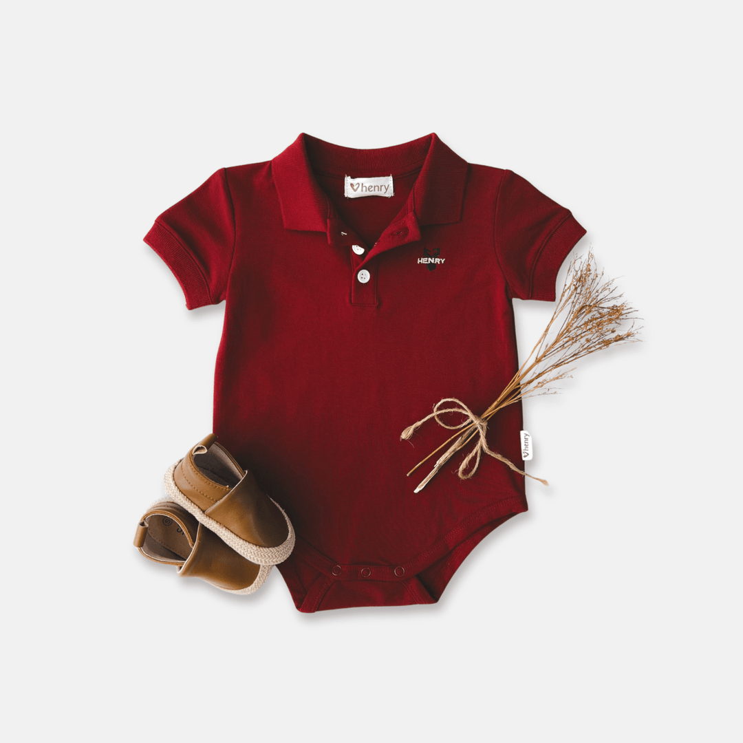 Love Henry Rompers Baby Boys Polo Romper - Bright Red