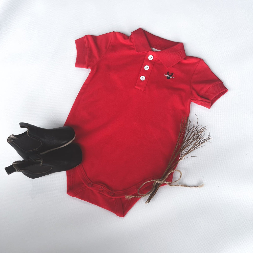 Love Henry Rompers Baby Boys Polo Romper - Bright Red