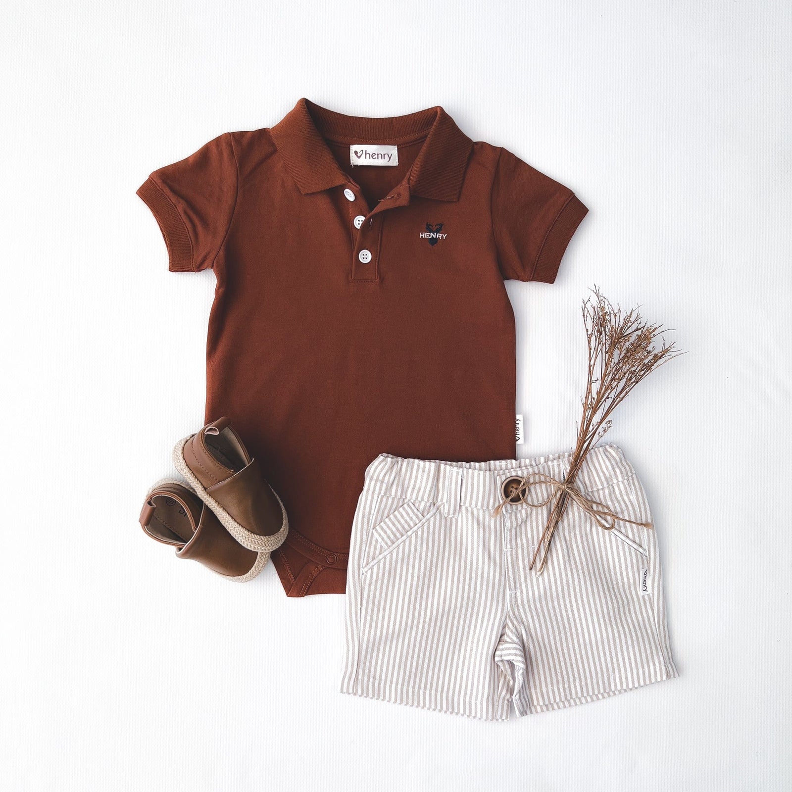 Love Henry Rompers Baby Boys Polo Romper - Bronze