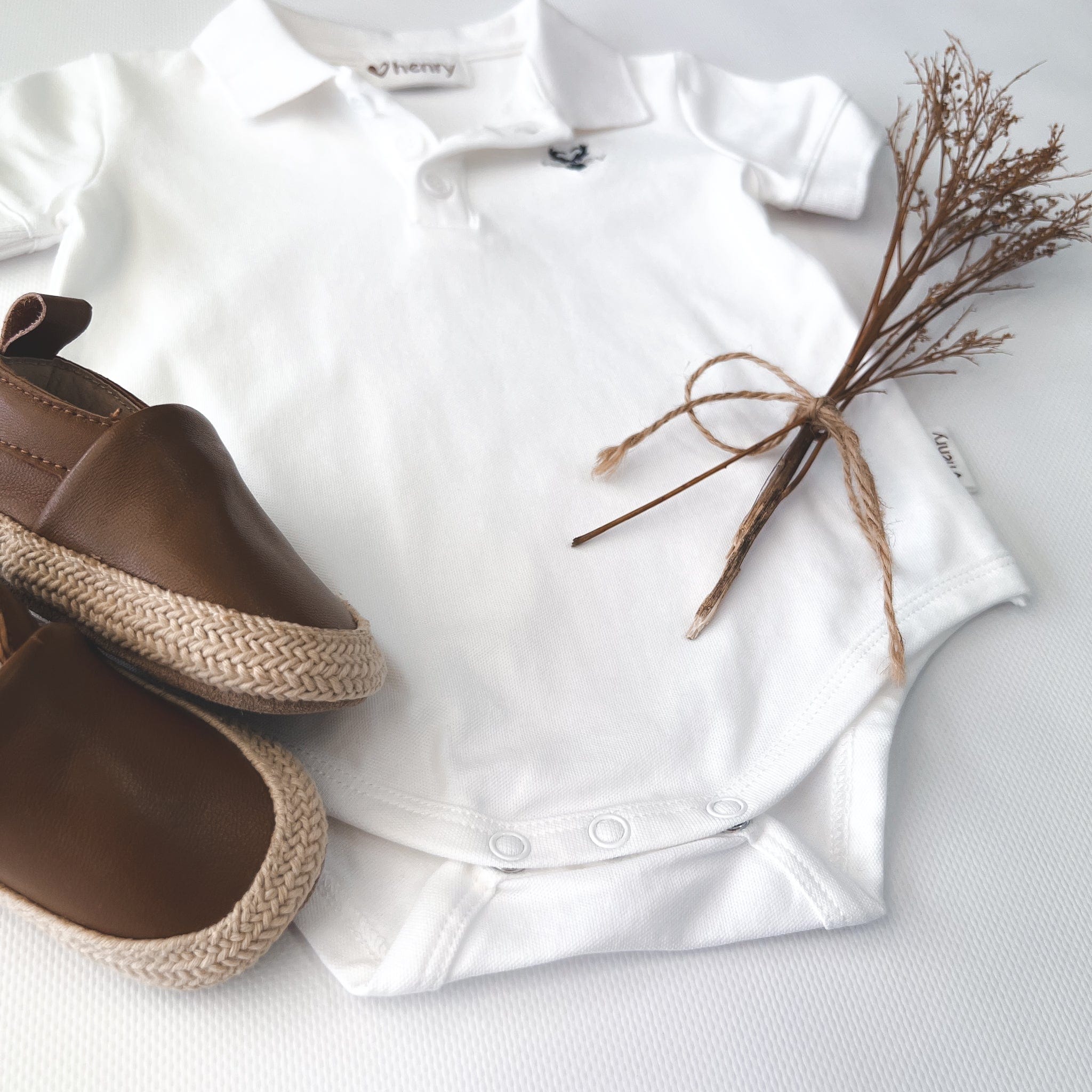 Baby Boys Polo Romper White