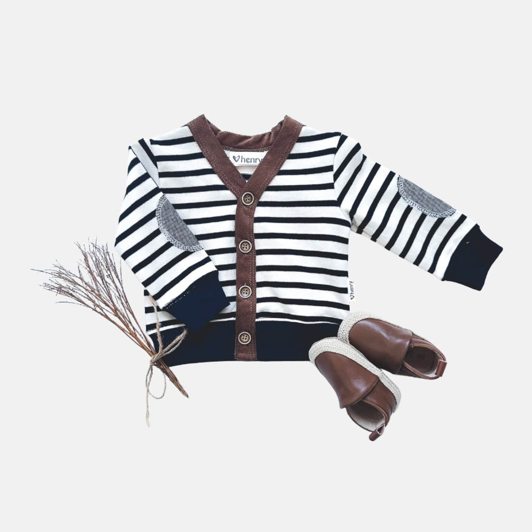 Love Henry Tops Baby Boys Bobby Cardigan Top - Navy/White Stripe