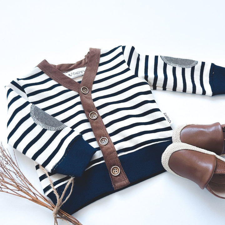 Love Henry Tops Baby Boys Bobby Cardigan Top - Navy/White Stripe