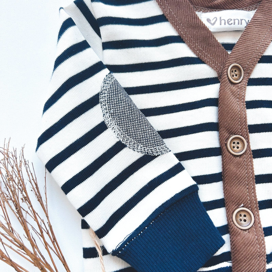 Love Henry Tops Baby Boys Bobby Cardigan Top - Navy/White Stripe