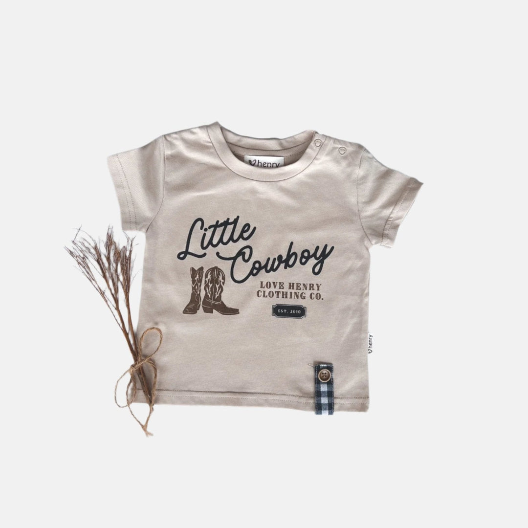 Love Henry Tops Baby Boys Little Cowboy Tee - Tan